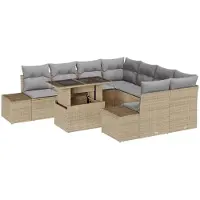 vidaXL Gartensofa-set 9 Stk. Beige und Hellgrau Poly-Rattan