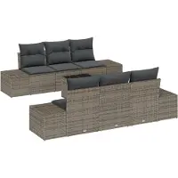 vidaXL Sofa Set 7 stk. Grau [Synthetisch]: Poly Rattan