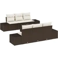 vidaXL Sofa Set 7 stk. Braun [Synthetisch]: Poly Rattan