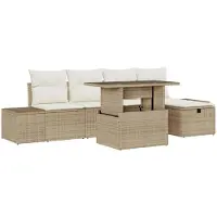 vidaXL Gartensofa-set 6 stk. Beige Poly-Rattan