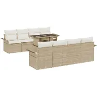 vidaXL Gartensofa-set 9 Stk. Beige Poly-Rattan