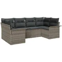 vidaXL Gartensofa-set 6 stk. Grau Poly-Rattan