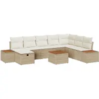 vidaXL Gartensofa-set 9 stk. Beige Poly-Rattan