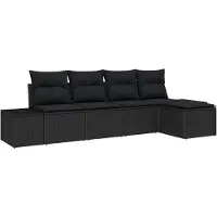 vidaXL Garten-Sofa-Set 5 stk. Schwarz Poly-Rattan