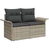 vidaXL Gartensofa-set 8 Stk. Hellgrau [Synthetisch]: Poly Rattan