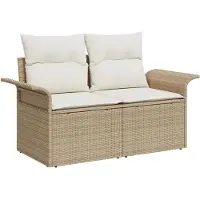 vidaXL Gartensofa-set 8 Stk. Beige und Creme Poly-Rattan