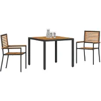 vidaXL Garten Essgruppe 3 Stk. Schwarz und Braun Poly-Rattan