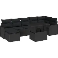 vidaXL Gartensofa-set 8 stk. Schwarz Poly Rattan