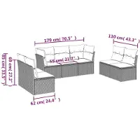 vidaXL 7-tlg. Garten-Sofagarnitur mit Kissen Beige Poly Rattan