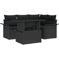 vidaXL Gartensofa-set 5 Stk. Schwarz Poly-Rattan