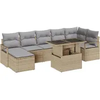 vidaXL Gartensofa-set 8 Stk. Beige und Hellgrau Poly-Rattan