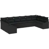 vidaXL Sofa Set 10 stk. Schwarz [Synthetisch]: Poly Rattan