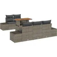 vidaXL Gartensofa-set 6 Stk. Grau und Braun