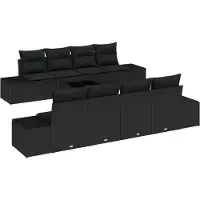vidaXL Sofa Set 7 Stk. Schwarz [Synthetisch]: Poly Rattan