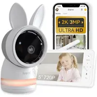 Arenti AINanny - Babyphone - Wifi-Babyphone mit 5-Zoll-Bildschirm - Ultra HD 2K Auflösung - Schlaflieder - Alexa & Google