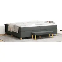vidaXL Boxspringbett mit Matratze Dunkelgrau 200 x 200 cm Stoff
