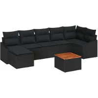 vidaXL Gartensofa-set mit Kissen 8 pcs Schwarz Poly-Rattan