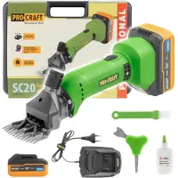 Procraft SC20 Akku Schafschermaschine 20 V 76 mm + 1x Akku 4,0 Ah + Ladegerät + Koffer