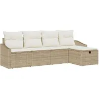 vidaXL Sofa Set 5 stk. Beige Poly-Rattan