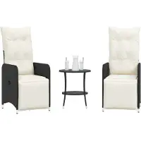 vidaXL Outdoor-Lehnstühle 2 Stk. mit Tisch Schwarz Poly-Rattan