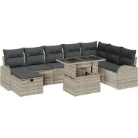 vidaXL Gartensofa-set 9 stk. Hellgrau Poly-Rattan