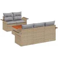 vidaXL Gartensofa-set mit Kissen 6 pcs Beige Poly-Rattan