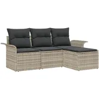 vidaXL Gartensofa-set 4 Stk. Hellgrau Poly-Rattan