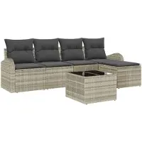 vidaXL Gartensofa-set 6 Stk. Hellgrau Poly-Rattan