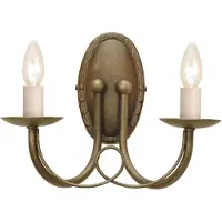Elstead Lighting Nordische Industrie-Wandleuchte Minster Stahl Schwarz Gold 2 Lichter E14
