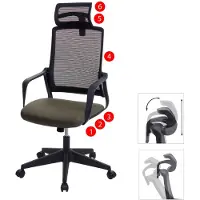 Mendler Bürostuhl HWC-J52, Drehstuhl Schreibtischstuhl, ergonomisch Kopfstütze, Kunstleder olivgrün
