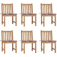 vidaXL Gartenstühle 6 Stk. mit Kissen Massivholz Teak
