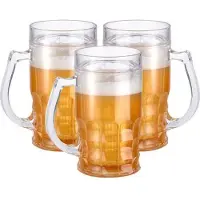 Rosenstein & Söhne Doppelwandiger Getränke-Kühler als Scherz-Bierkrug, 0,3 l, 3er-Set
