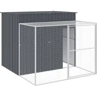 vidaXL Hundehütte mit Auslauf Anthrazit 214x253x181cm Verzinkter Stahl