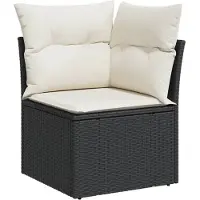 vidaXL 9-tlg. Garten-Sofagarnitur mit Kissen Schwarz Poly Rattan