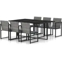 vidaXL 6-tlg. Garten-Sofagarnitur mit Kissen Schwarz Poly Rattan