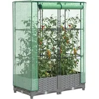 vidaXL Hochbeet mit Gewächshaus-Aufsatz Rattan-Optik 80x40x123 cm
