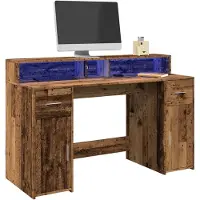 vidaXL LED-Schreibtisch Altholz-Optik 140x55x91 cm Holzwerkstoff