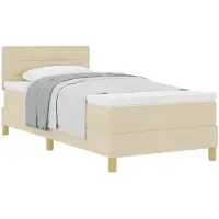 vidaXL Boxspringbett mit Kissen mit Kopfteil Creme 100 x 200 cm Stoff