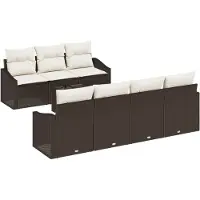 vidaXL Sofa Set 8 Stk. Braun und Creme [Synthetisch]: Poly Rattan
