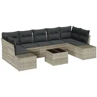 vidaXL Sofa Set 8 stk. Hellgrau [Synthetisch]: Poly Rattan