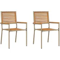 vidaXL Garten Stapelstühle 2 Stk. Braun und Beige