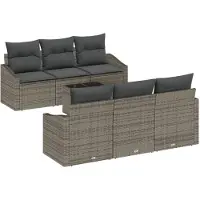 vidaXL Sofa Set 7 Stk. Grau [Synthetisch]: Poly Rattan
