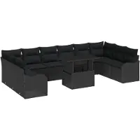 vidaXL Gartensofa-set 11 stk. Schwarz Poly Rattan