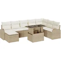 vidaXL Gartensofa-set 9 Stk. Beige und Creme Poly-Rattan