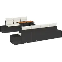 vidaXL Garten-Sofa-Set 8 Stk. Schwarz Poly Rattan
