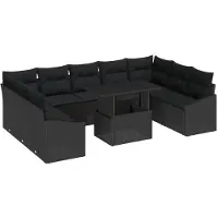 vidaXL Sofa Set 10 Stk. Schwarz Poly-Rattan