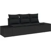 vidaXL Gartensofa-set 3 Stk. Schwarz Poly-Rattan