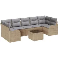 vidaXL Gartensofa-set 8 stk. 7-Sitzanzahl Beige und Grau