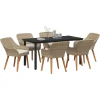 vidaXL Garten Essgruppe 7 Stk. Beige Poly-Rattan