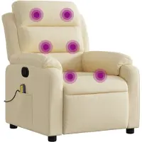 vidaXL Massage-Relaxsessel, cremefarbener Stoff